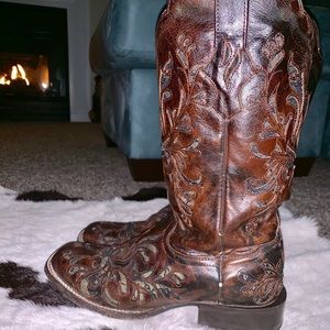 Stetson Leather/Lace Cowgirl Boots. Retail $299!